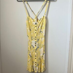 Free People Yellow Floral Mini Dress